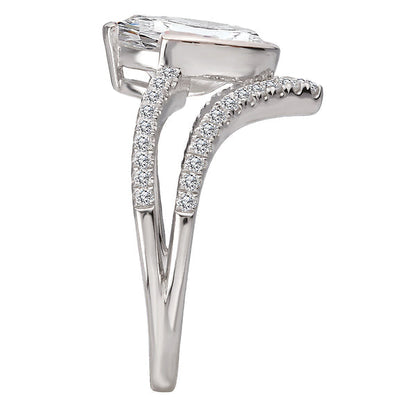 Diamond Split V-Curved Semi-Mount Diamond Ring