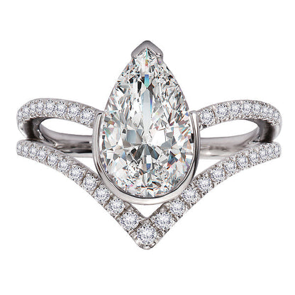 Diamond Split V-Curved Semi-Mount Diamond Ring
