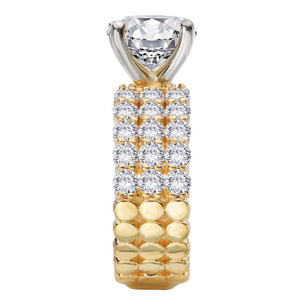Triple Row Band Semi-Mount Diamond Engagement Ring