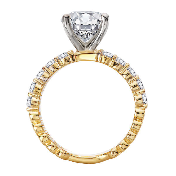 Triple Row Band Semi-Mount Diamond Engagement Ring
