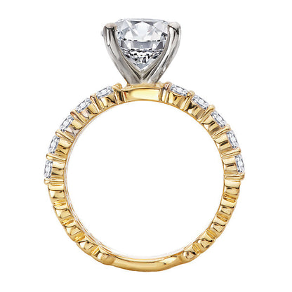Triple Row Band Semi-Mount Diamond Engagement Ring