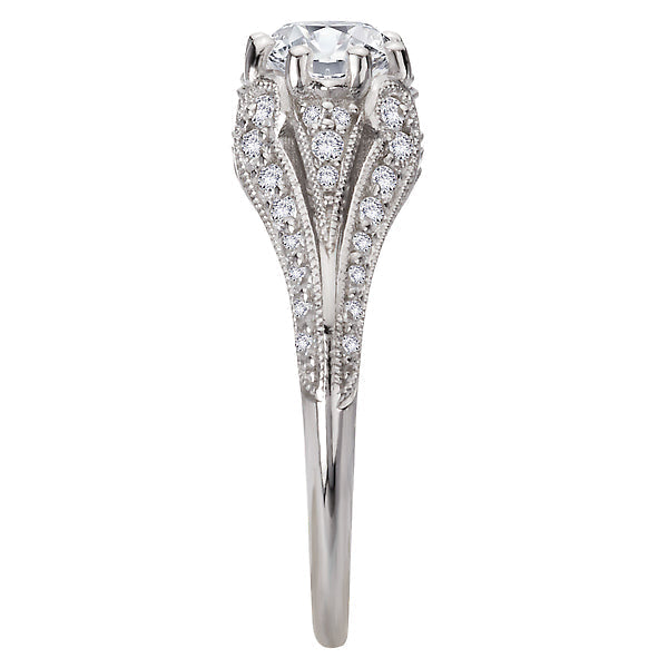 Milgrain Design Semi-Mount Diamond Engagement Ring