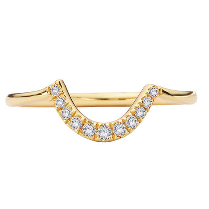 Curved Front Diamond Wedding Band