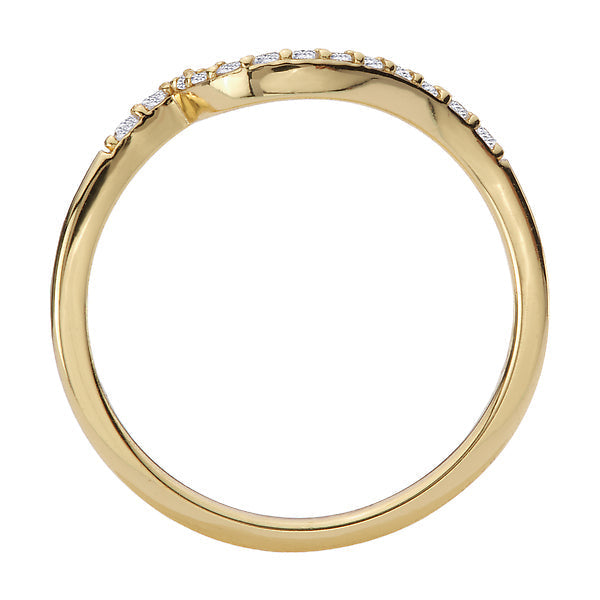 Wave Front Diamond Wedding Band