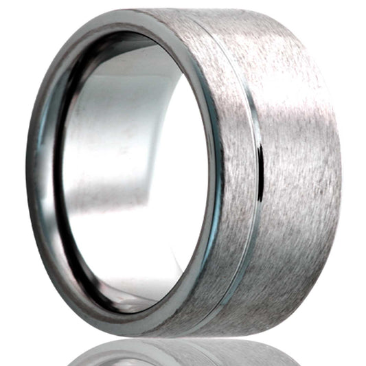 Cobalt Comfort Fit Satin Finish Ring with Groove
