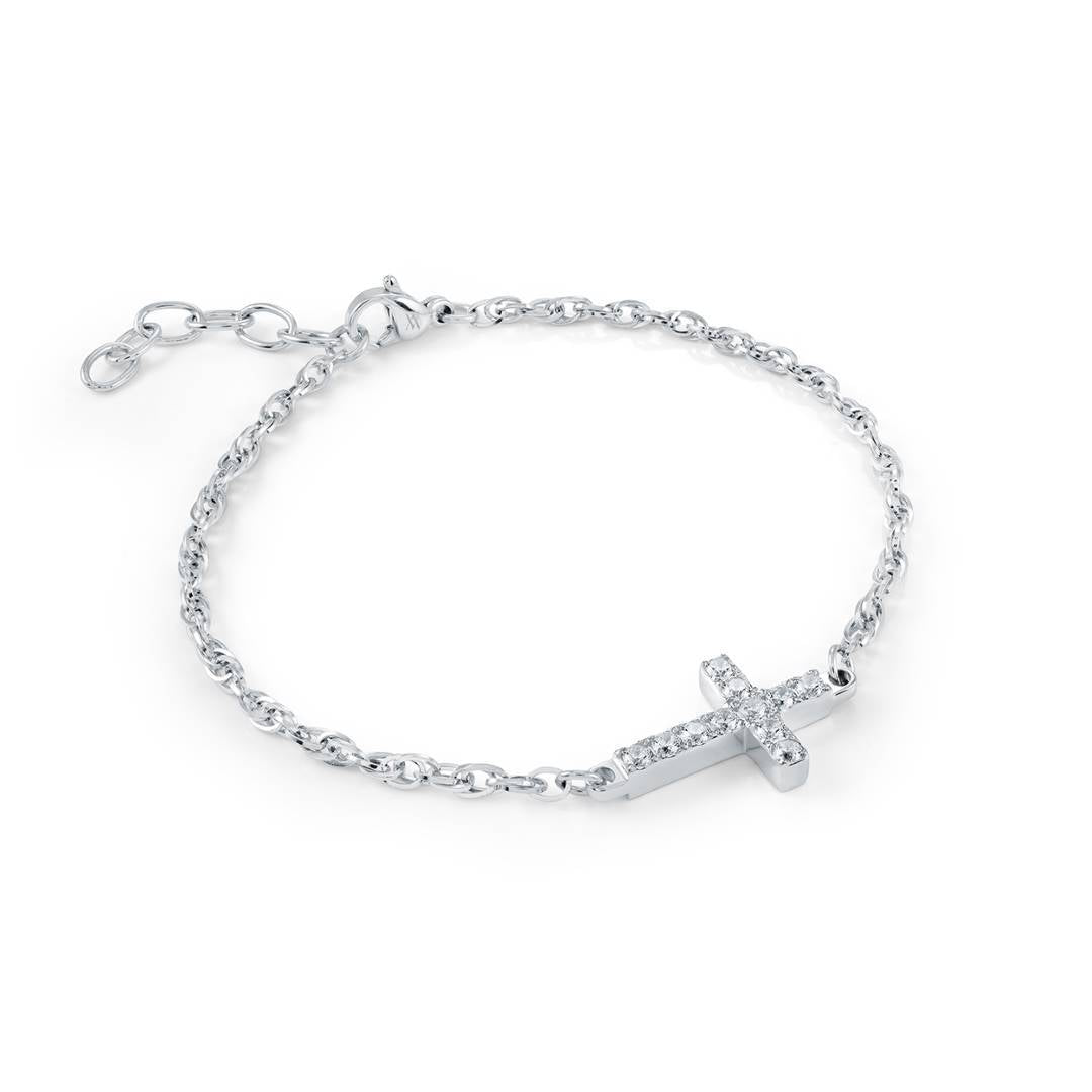 WHITE-CZ CROSS BRACELET