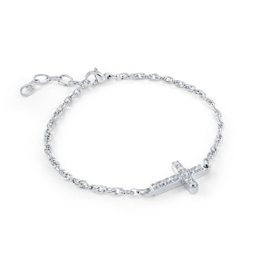 WHITE-CZ CROSS BRACELET