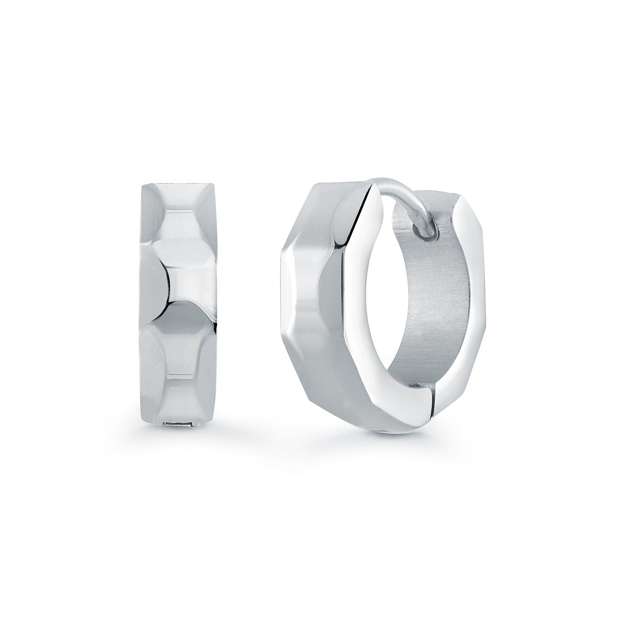 13.5MM EDGED HUGGIE EARRINGS