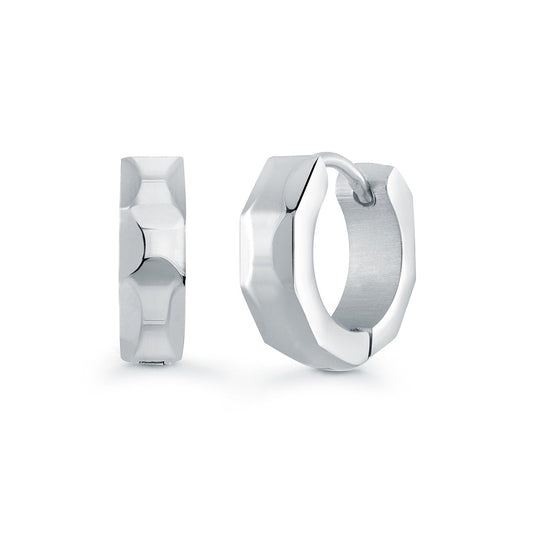 13.5MM EDGED HUGGIE EARRINGS