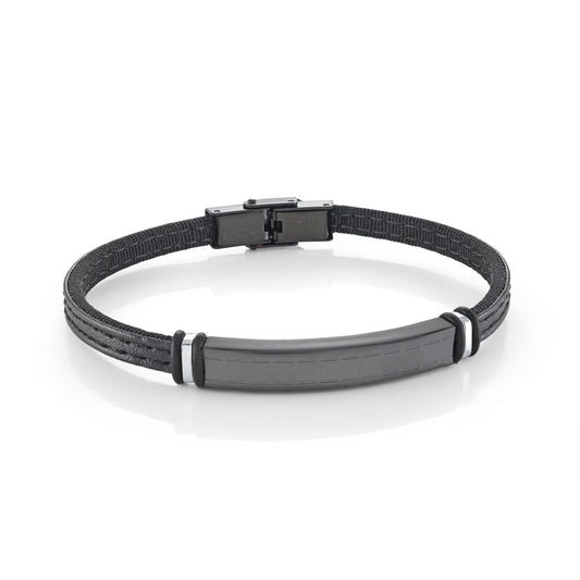 5MM-ID-PLATE LEATHER BRACELET