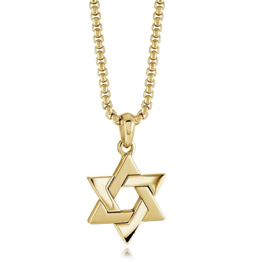BRUSHED-POLISHED STAR OF DAVID PENDANT