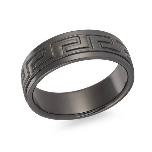 8MM TITANIUM GREEK KEY BAND
