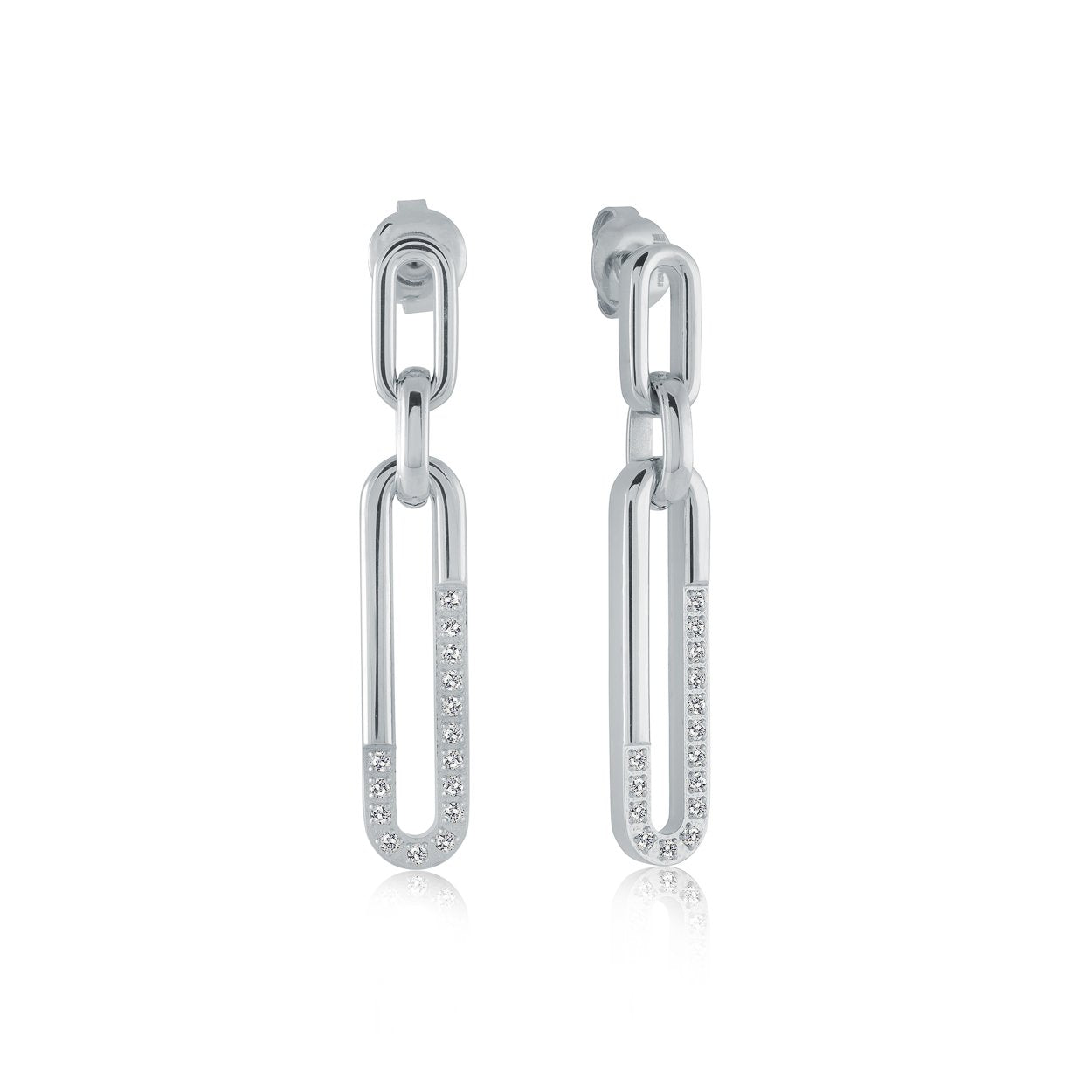OVAL & CZ DANGLE EARRINGS