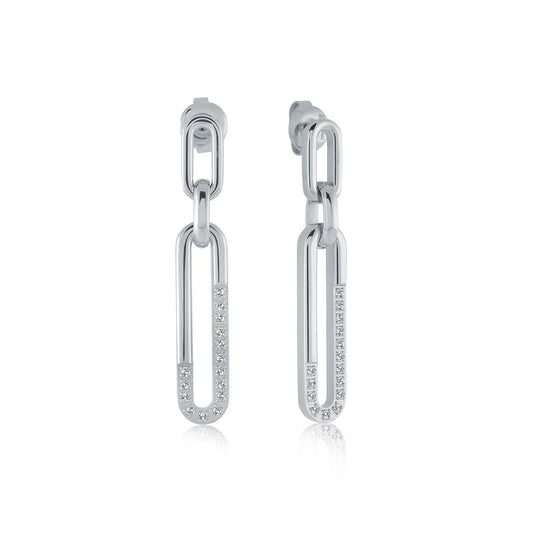 OVAL & CZ DANGLE EARRINGS