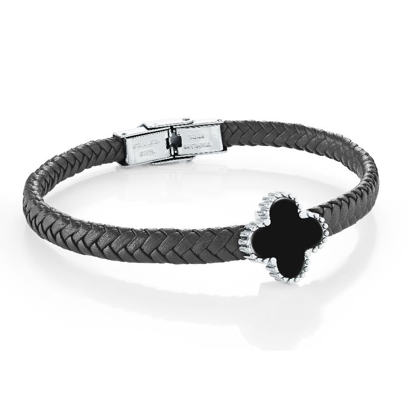 17MM-LUCKY-CLOVER LEATHER BRACELET