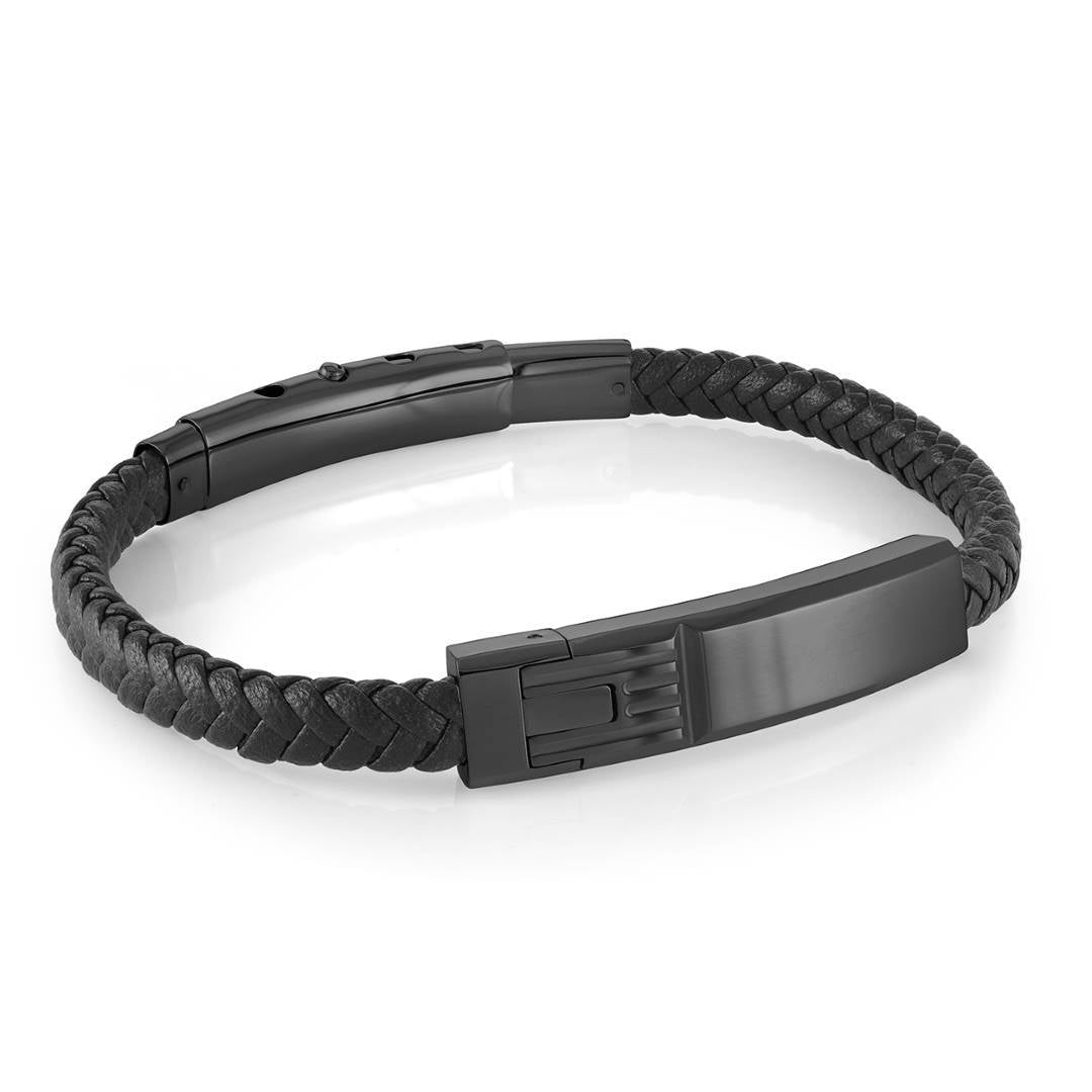 6MM LEATHER ID PLATE BRACELET