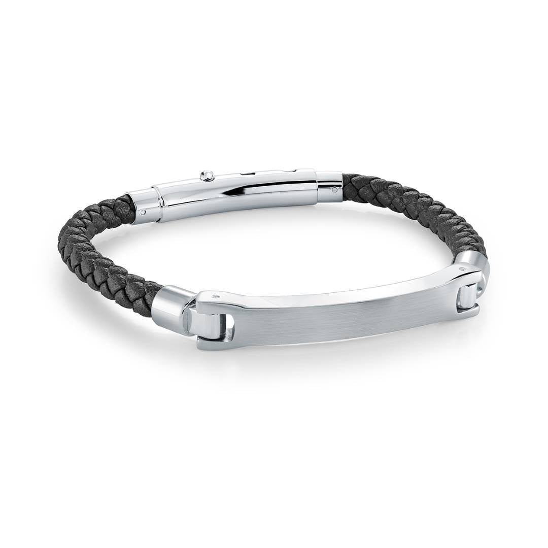 5MM LEATHER ID PLATE BRACELET