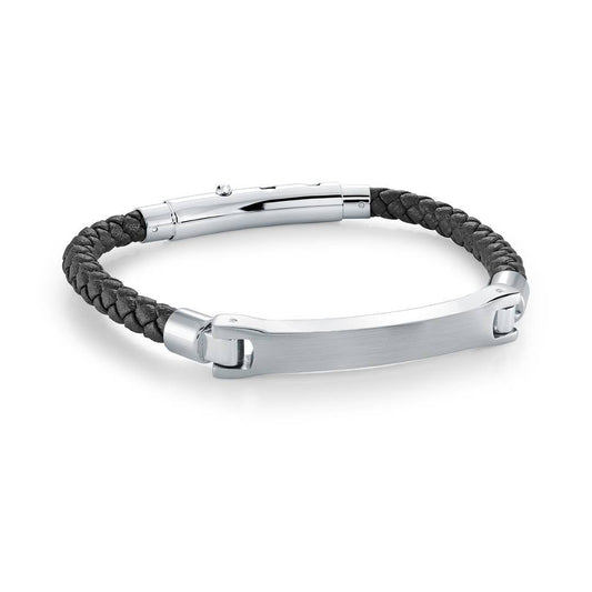 5MM LEATHER ID PLATE BRACELET