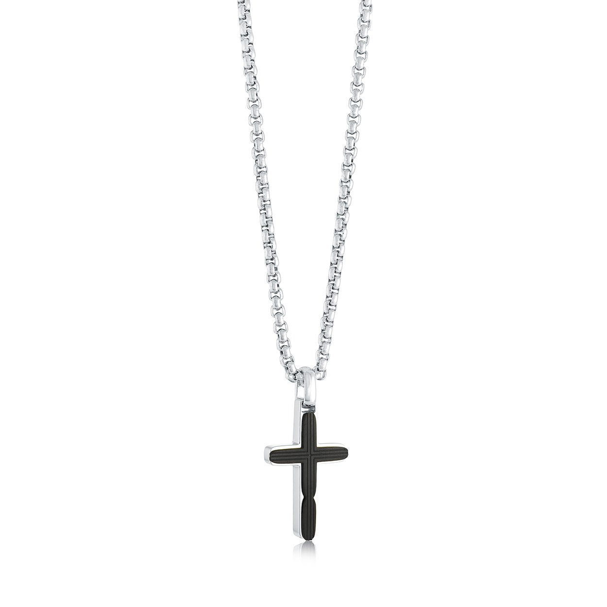 BLACK-CENTER MICRO CROSS PENDANT