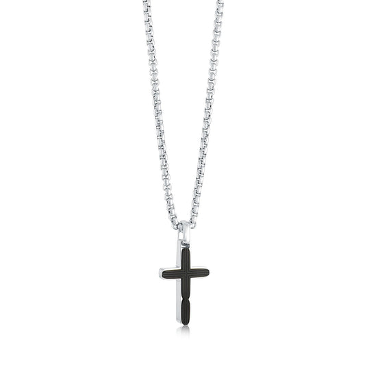 BLACK-CENTER MICRO CROSS PENDANT