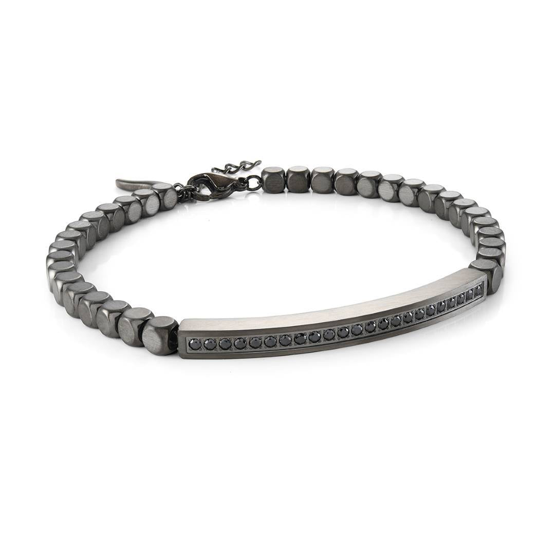 CUBE & GEMSTONE ID-PLATE BRACELET
