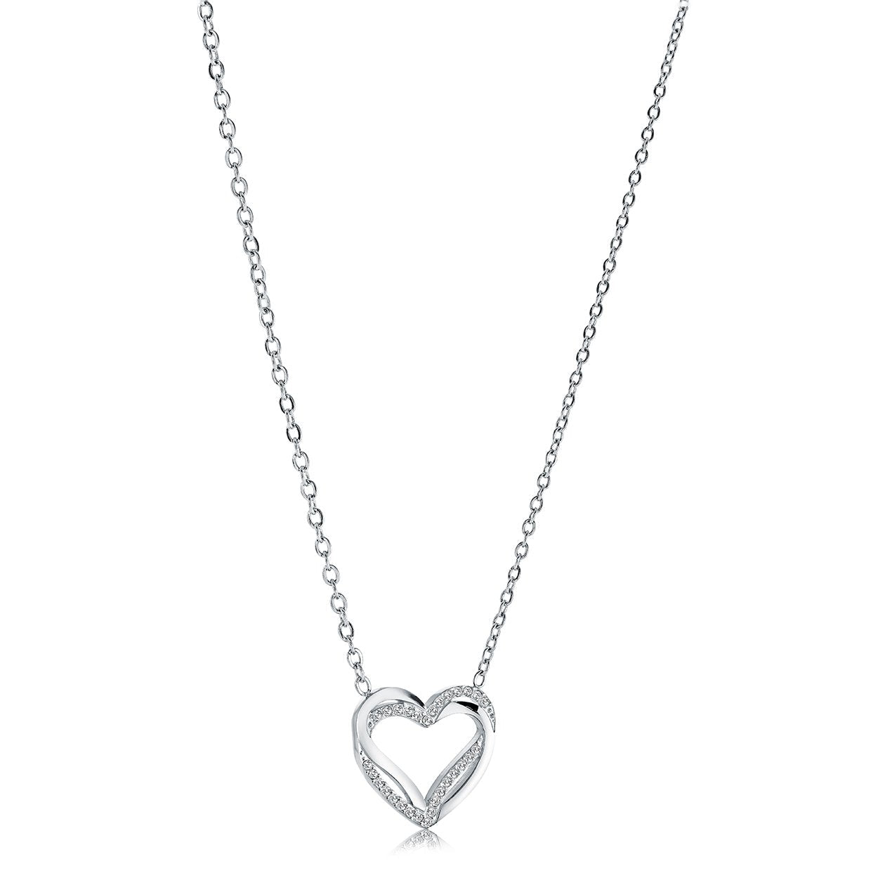 WHITE-CZ HEART PENDANT