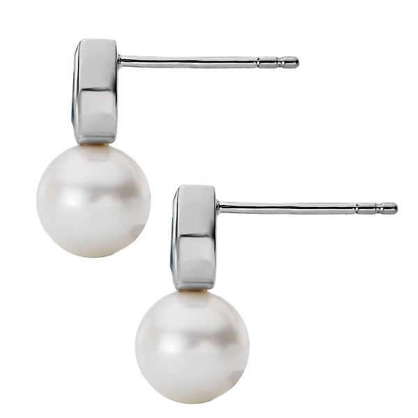 Pearl and Blue Topaz Earrings