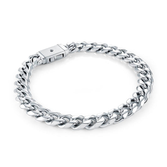 8MM-CURB SQUARE-CLASP BRACELET