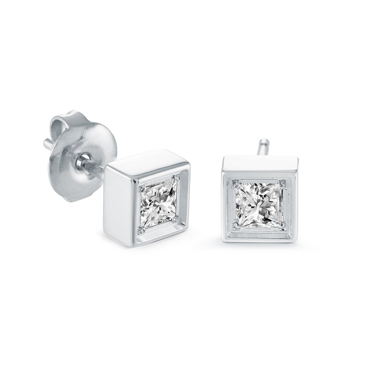 5.5MM SQUARE CZ STUD EARRINGS