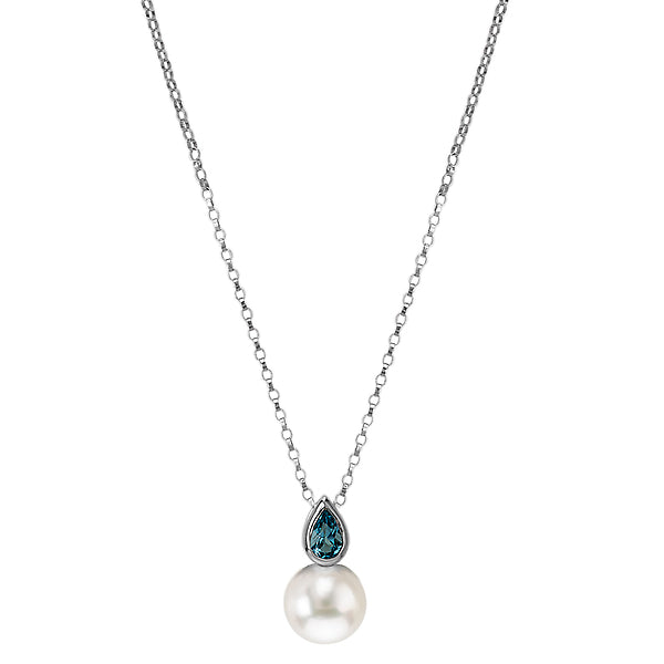 14kt Pearl and Blue Topaz Necklace