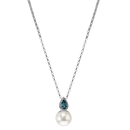 14kt Pearl and Blue Topaz Necklace