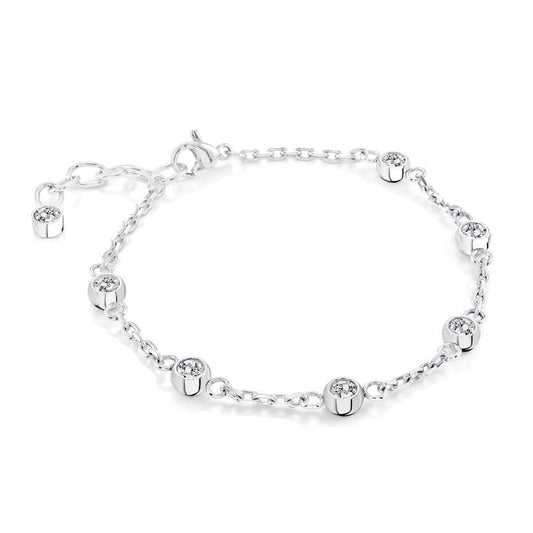 WHITE-CZ STATION BRACELET