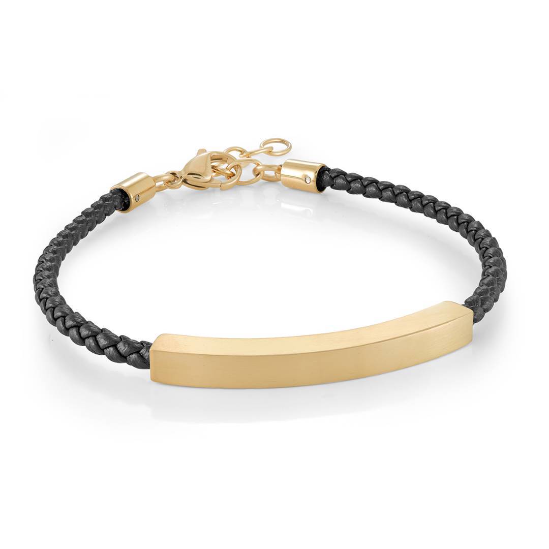 ID PLATE LEATHER BRACELET