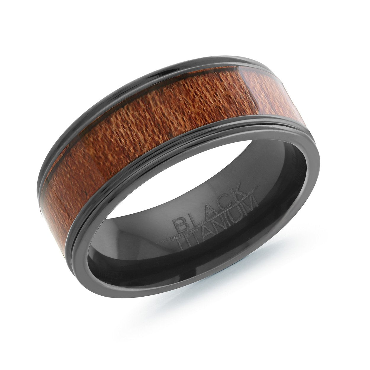 TITANIUM WOOD INLAY 8MM BAND