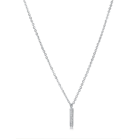 WHITE-CZ VERTICAL-BAR PENDANT