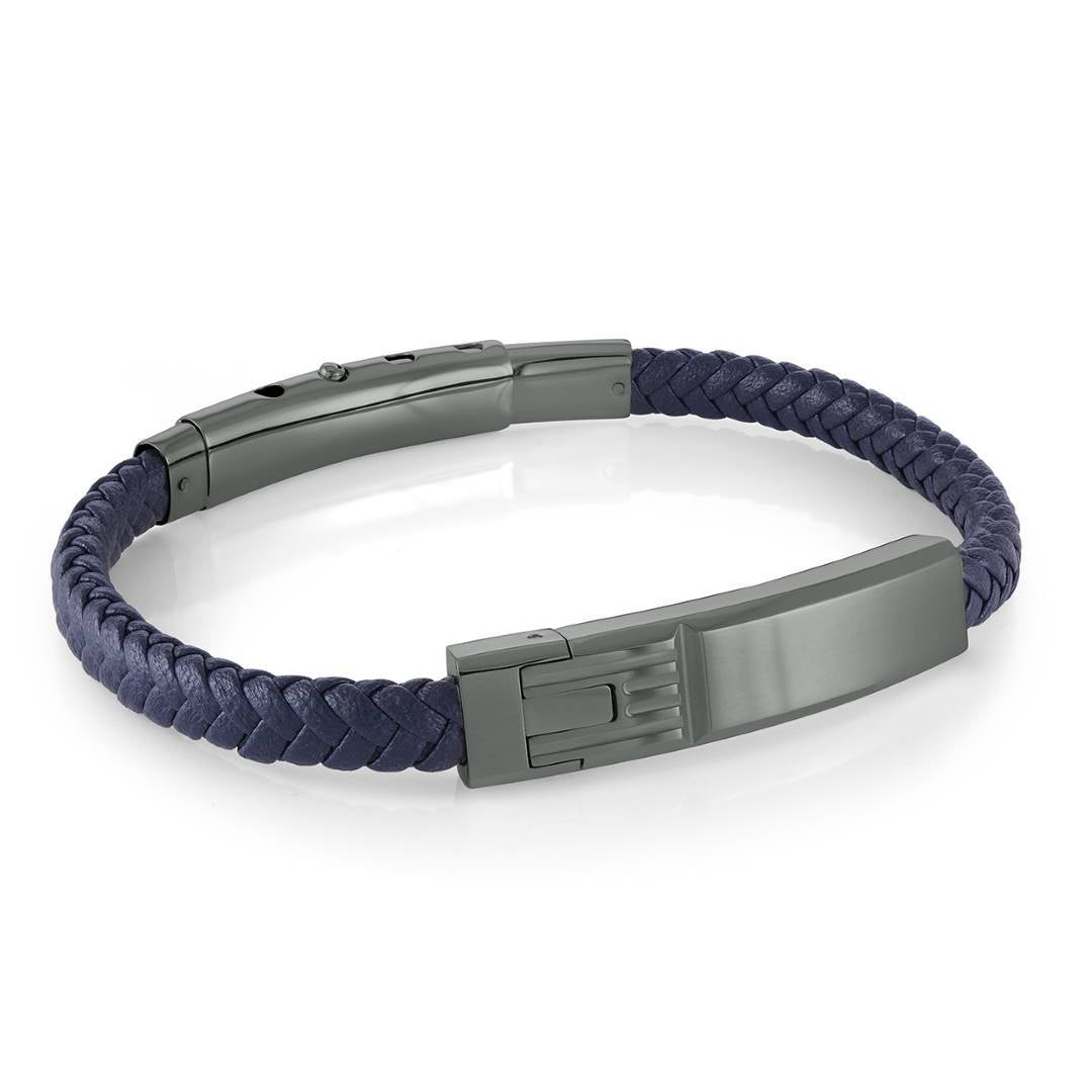 6MM LEATHER ID PLATE BRACELET