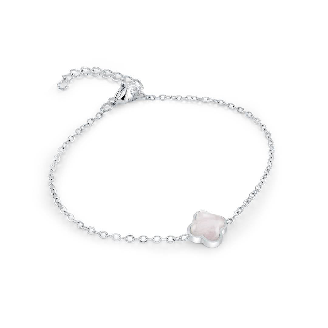 ROSE-QUARTZ LUCKY CLOVER BRACELET