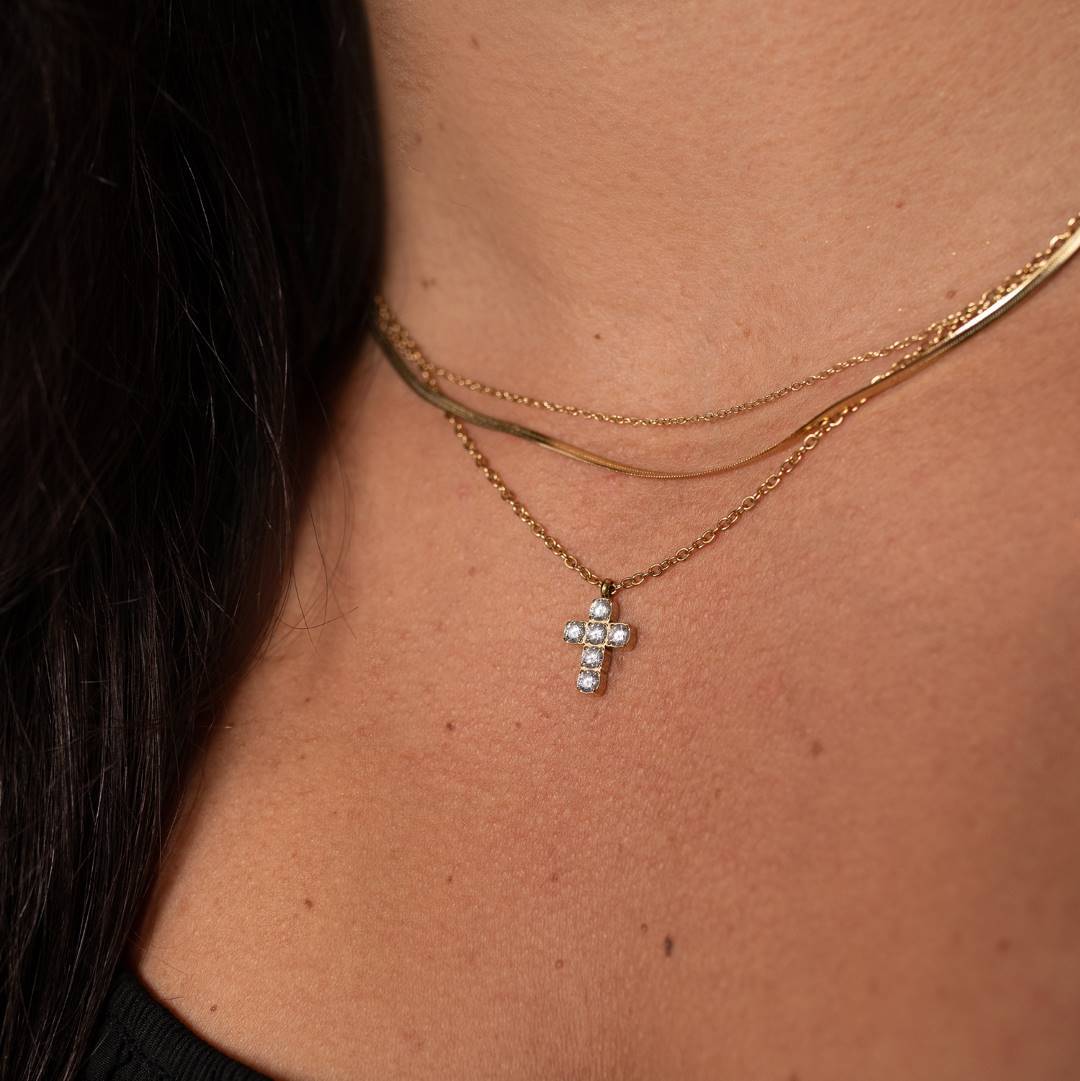CZ PUFFED CROSS PENDANT