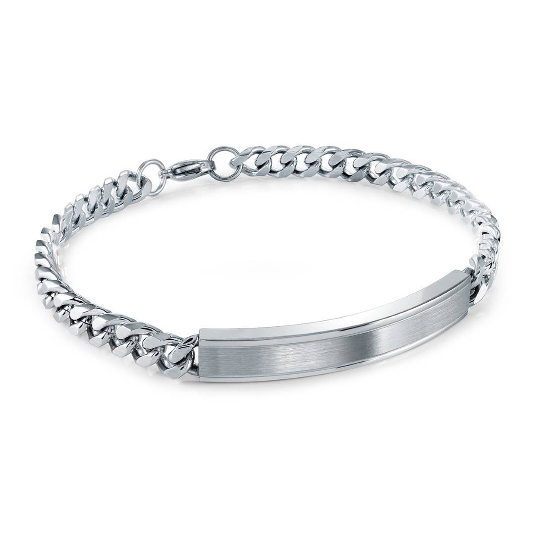 BRUSHED-CENTRE ID-PLATE BRACELET