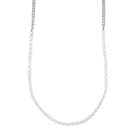 4.6mm curb & pearls necklace