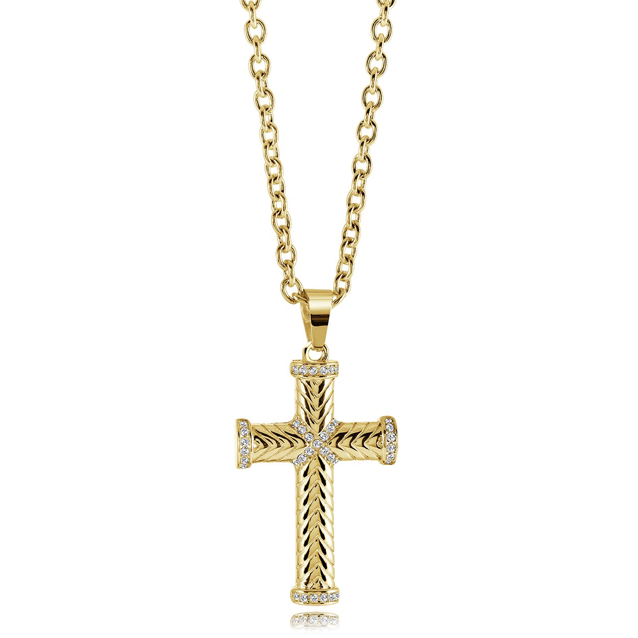 CHEVRON CZ CROSS NECKLACE