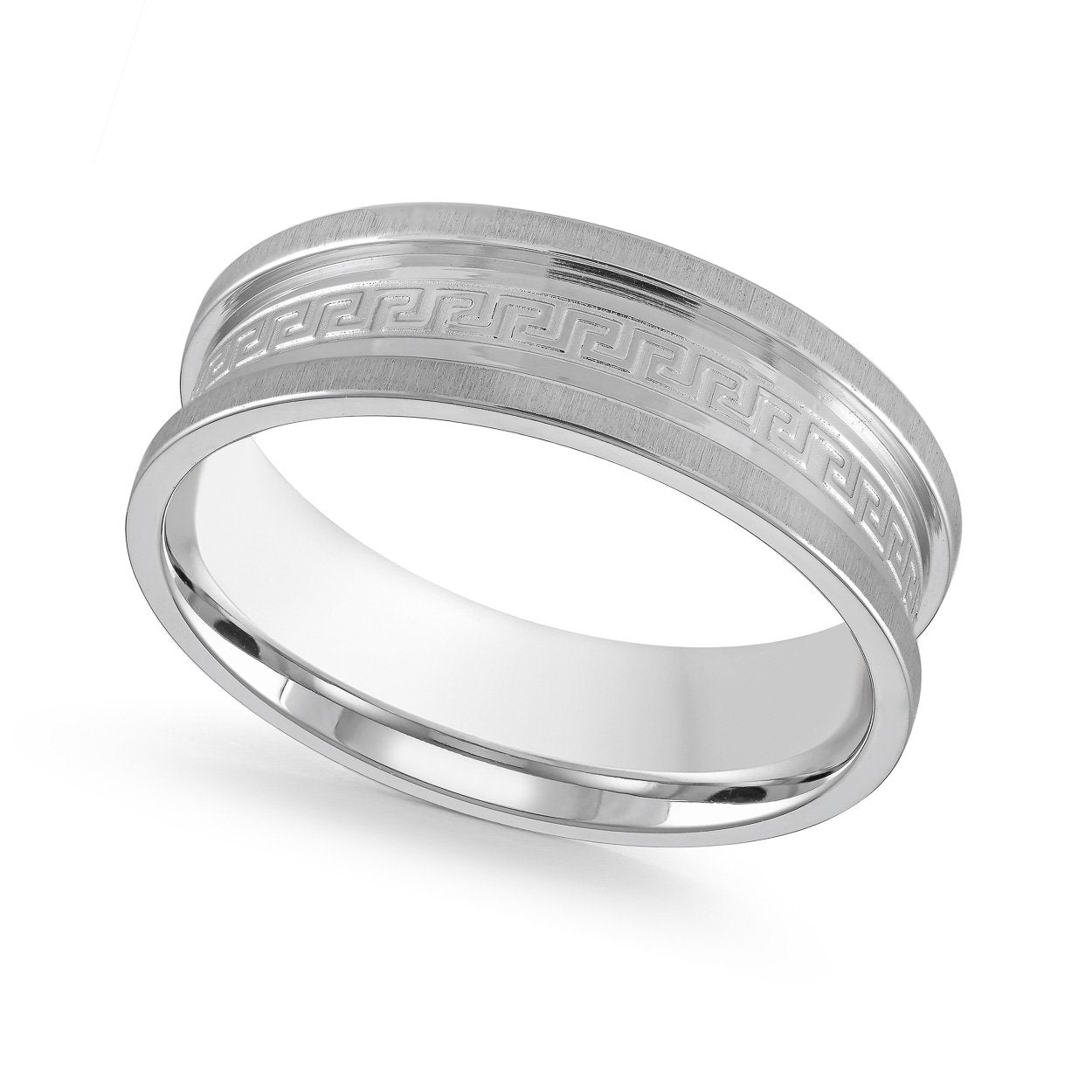 S.STEEL GREEK KEY CENTRE RING