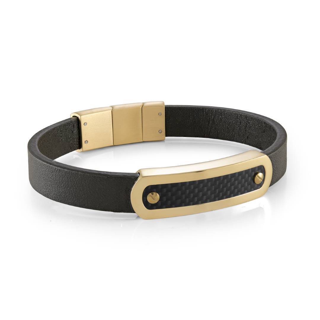 10MM LEATHER & CARBON FIBRE BRACELET