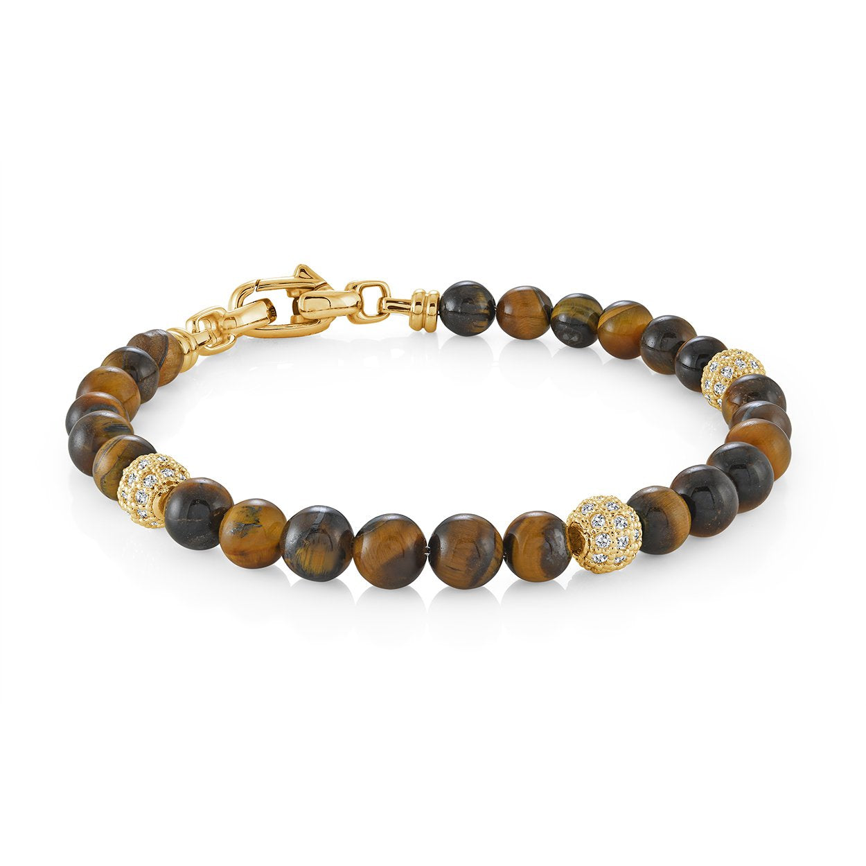 6MM-GEMSTONE & CZ BEAD BRACELET