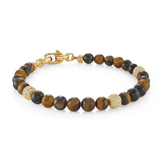6MM-GEMSTONE & CZ BEAD BRACELET