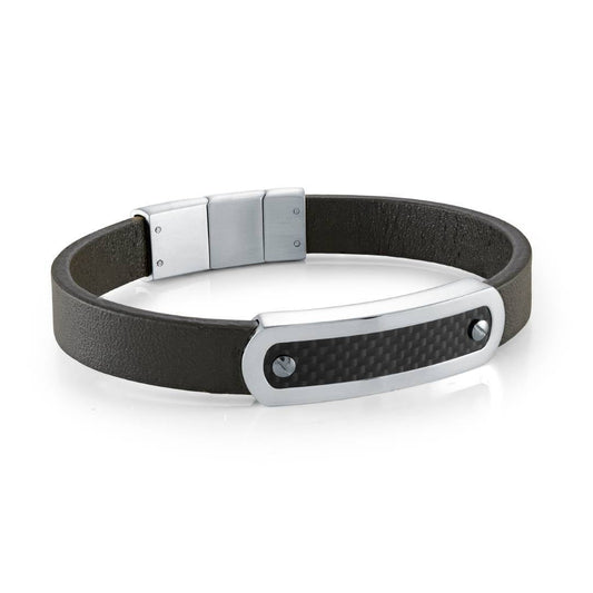 10MM LEATHER & CARBON FIBRE BRACELET