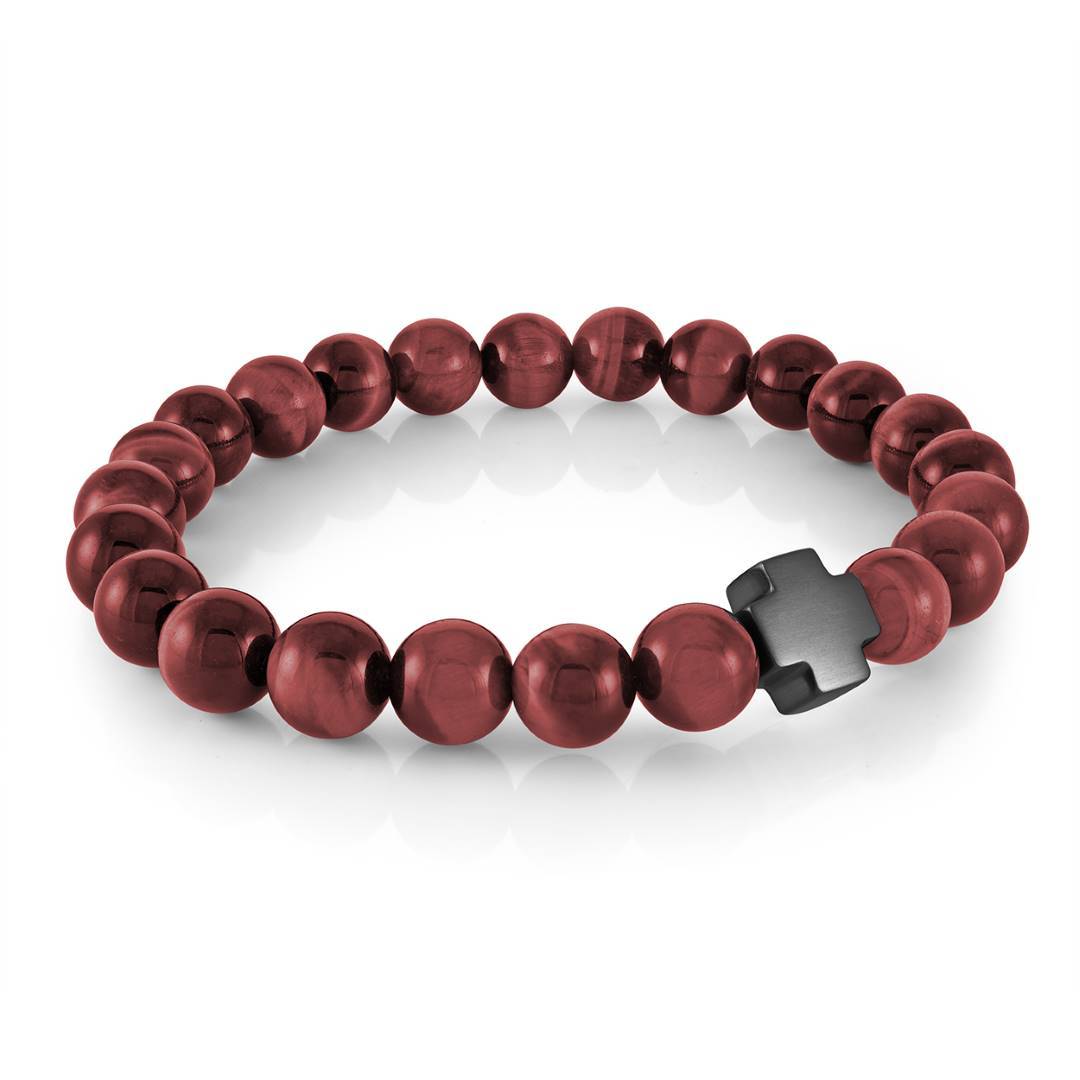 8MM BEADED CROSS BRACELET