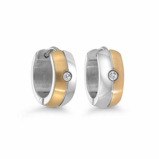 GOLD IP WHITE CZ HUGGIE EARRINGS