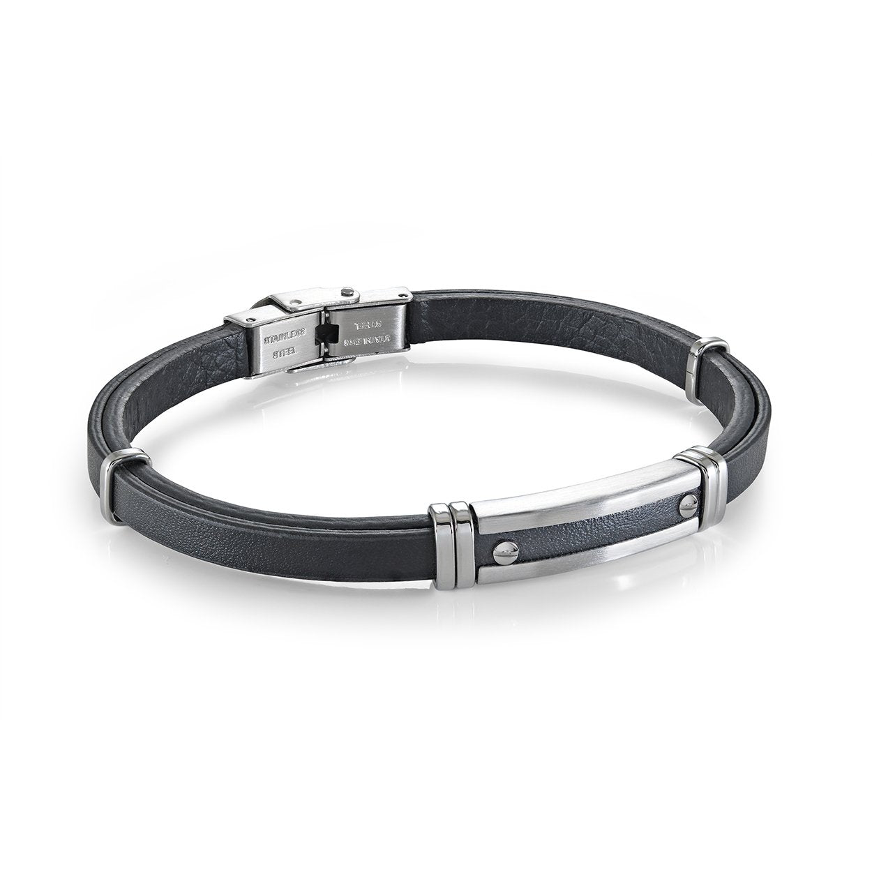 5MM-SCREW-PLATE LEATHER BRACELET