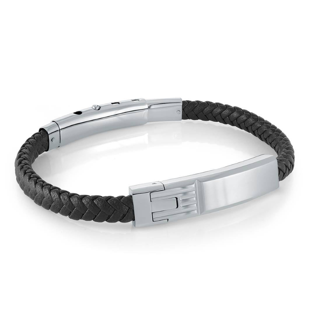 6MM LEATHER ID PLATE BRACELET